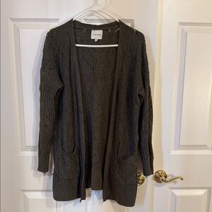 Olive green women’s Knit Cardigan Sweater, by pink rose